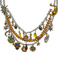Amber Autumn 3 Strand Necklace (Silvertone)