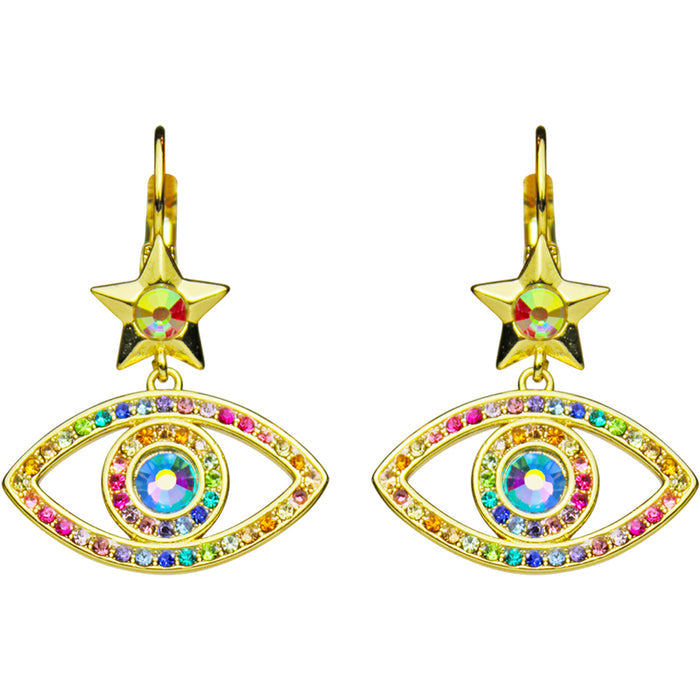 Angel Eye Leverback Earrings (Goldtone)