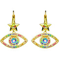 Angel Eye Leverback Earrings (Goldtone)