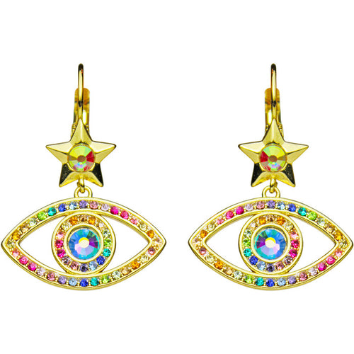 Angel Eye Leverback Earrings (Goldtone)