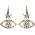 Angel Eye Leverback Earrings (Sterling Silvertone)
