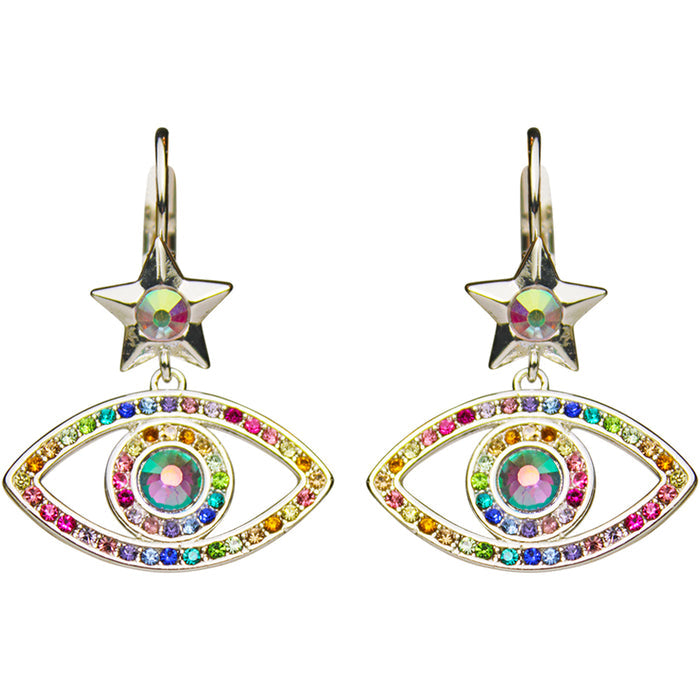 Angel Eye Leverback Earrings (Sterling Silvertone)
