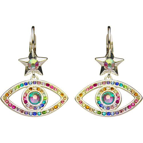 Angel Eye Leverback Earrings (Sterling Silvertone)