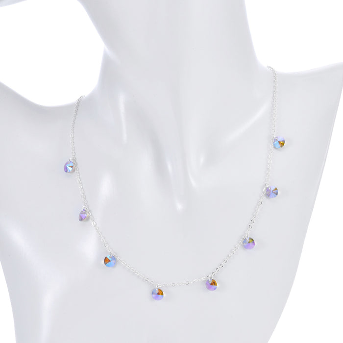 Astral CZ Drops Necklace (Sterling Silvertone/Violet AB)