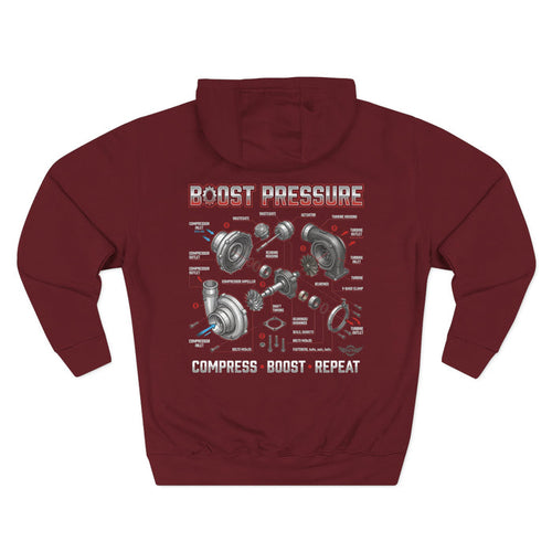 Boost Pressure Turbo Diagram Hoodie — JDM Fleece Pullover | MPM Tuning Design