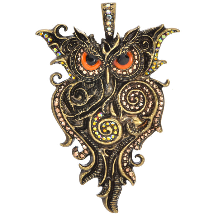 Brianna Bronze Beauty Owl Foldover Pendant (Brass Ox)