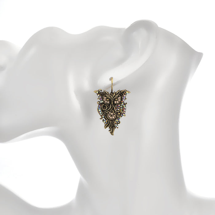 Brianna Bronze Beauty Owl Leverback Earrings (Brass Ox)