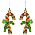 Candy Cane Christmas French Wire Earrings (Goldtone)