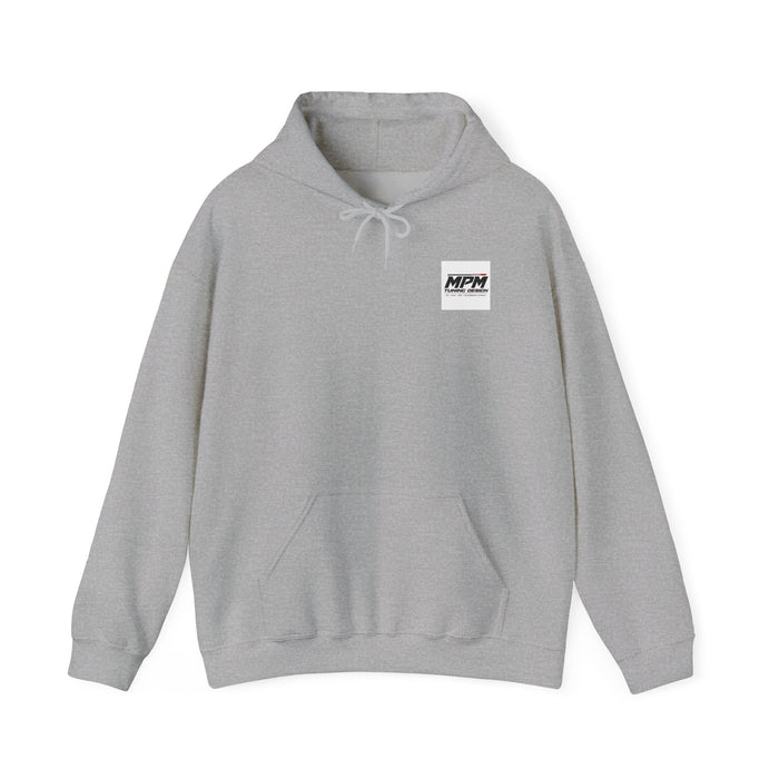 Car Parts Hoodie — Stacked Wheels & Engine Graphic Sweatshirt | MPM Tuning Design