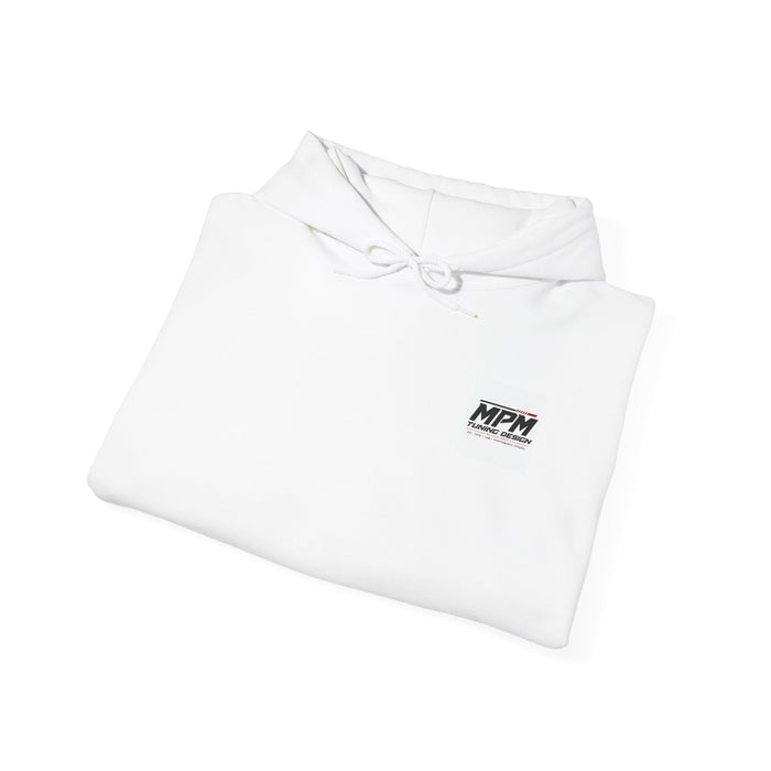 Car Parts Hoodie — Stacked Wheels & Engine Graphic Sweatshirt | MPM Tuning Design