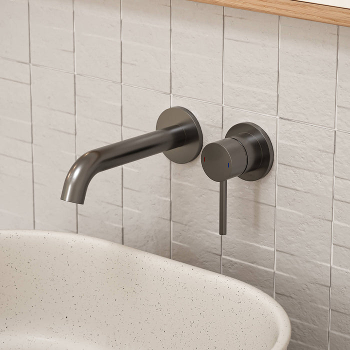 caroma liano ii lead free wall basin bath mixer set gunmetal  | The Blue Space