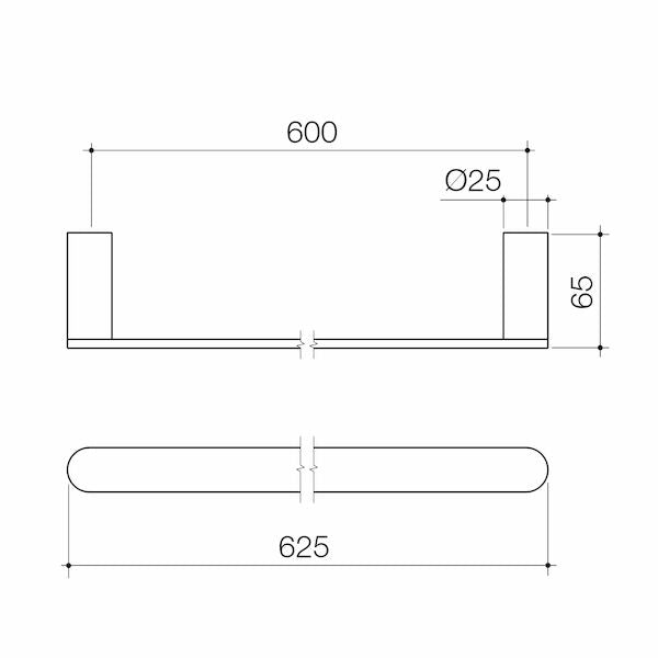 Caroma Urbane II Single Towel Rail 625mm Chrome