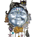 Cat Lovers Venus Seaview Moon Wind Chime (Silvertone/Lt. Sapphire)