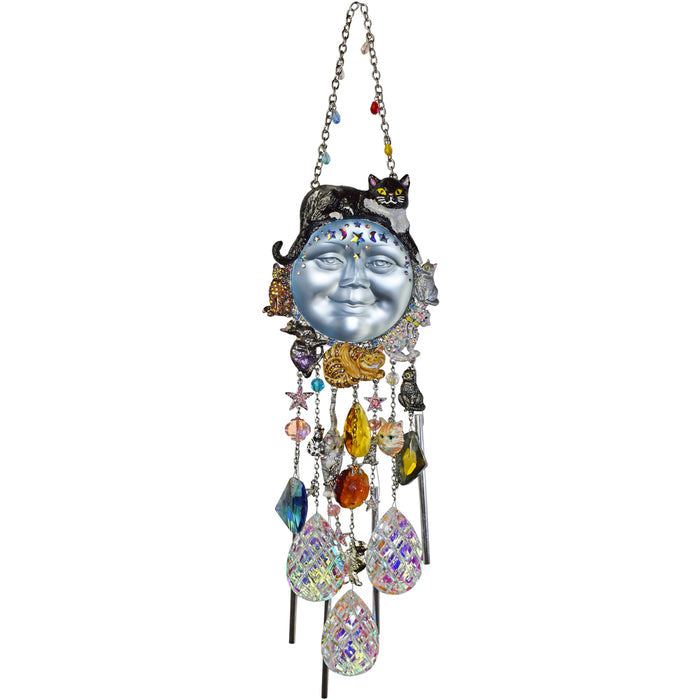 Cat Lovers Venus Seaview Moon Wind Chime (Silvertone/Lt. Sapphire)