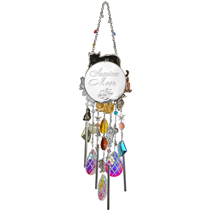 Cat Lovers Venus Seaview Moon Wind Chime (Silvertone/Lt. Sapphire)