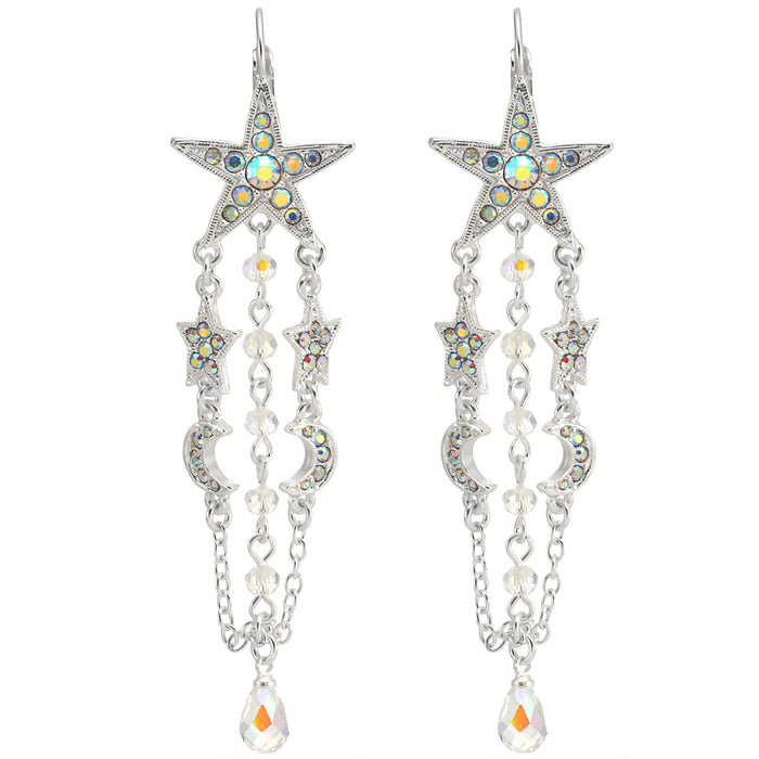 Celestial Goddess Leverback Earrings (Sterling Silvertone)