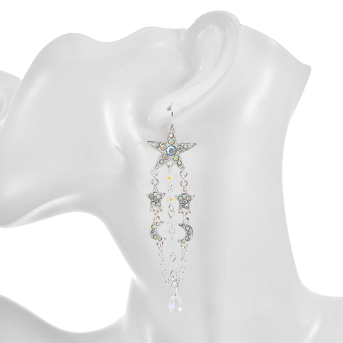 Celestial Goddess Leverback Earrings (Sterling Silvertone)