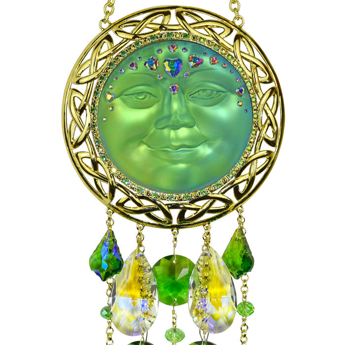 Celtic Knot Sweetheart 88mm Seaview Moon Wind Chime (Goldtone/Mystic Green)