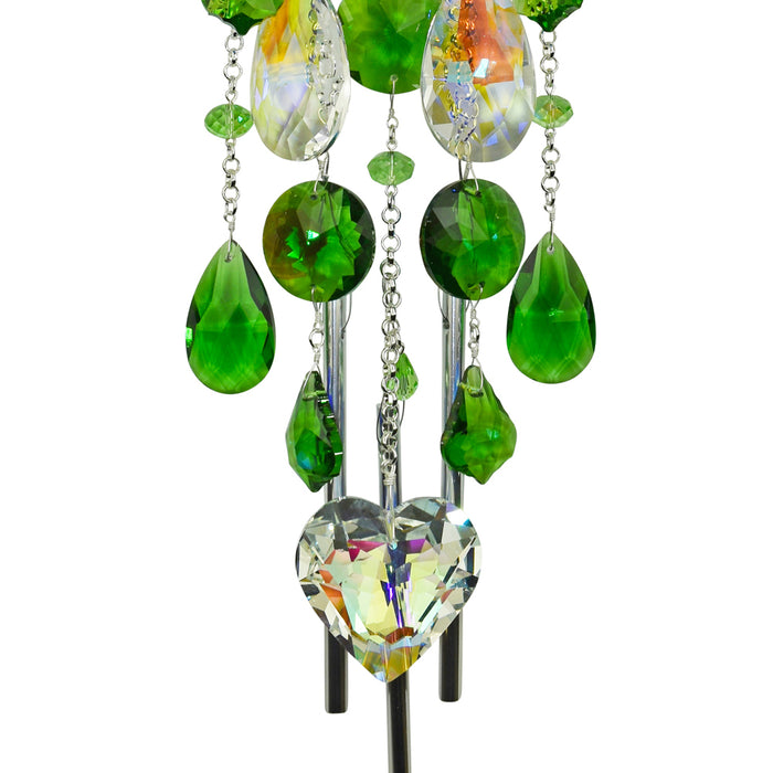 Celtic Knot Sweetheart 88mm Seaview Moon Wind Chime (Sterling Silvertone/Mystic Green)