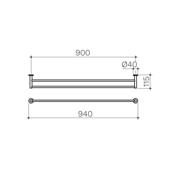 Clark Round Double Towel Rail - Chrome