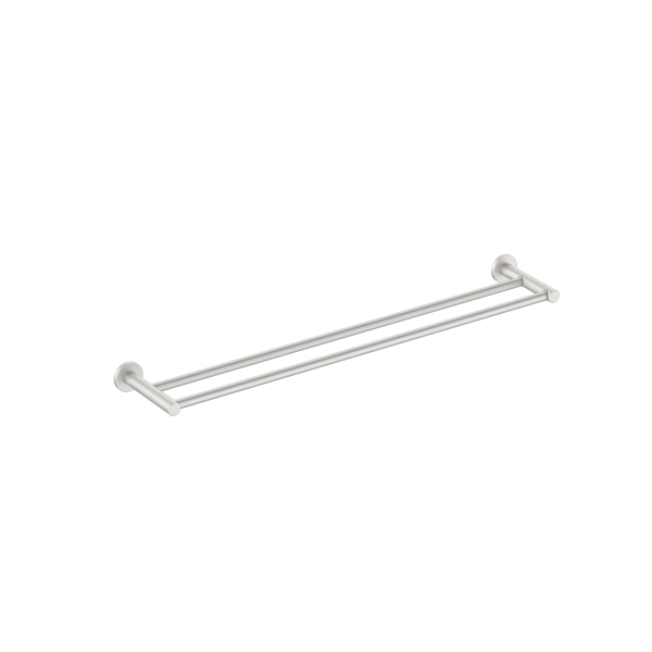Clark Round Double Towel Rail  600mm - Brushed Nickel | The Blue Space