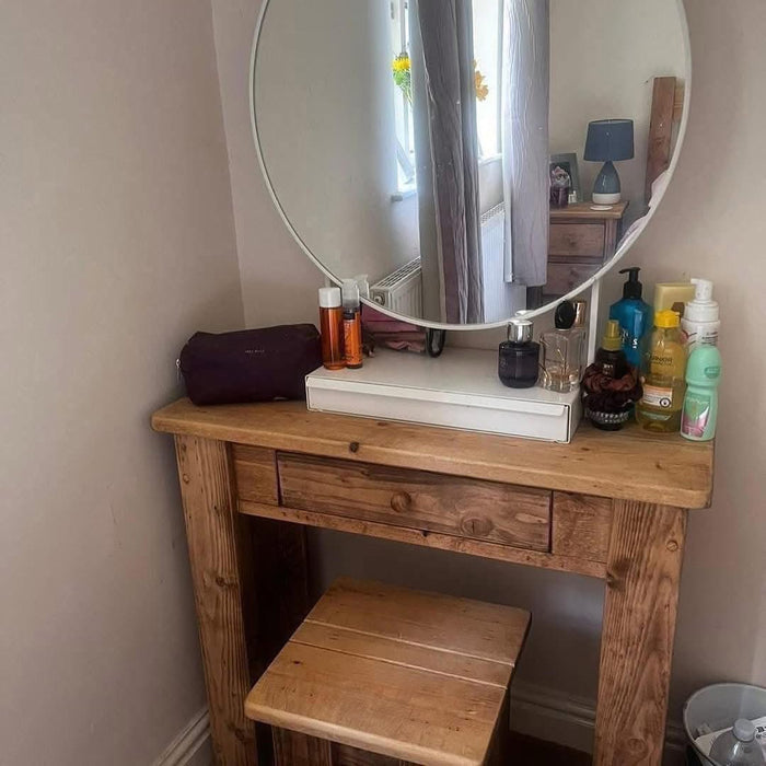 Corner Nook Desk & Stool | Handmade Rustic Wooden Desk Set | Three Skulls Furniture