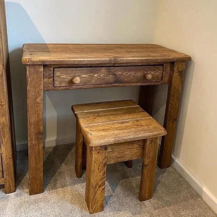Corner Nook Desk & Stool | Handmade Rustic Wooden Desk Set | Three Skulls Furniture