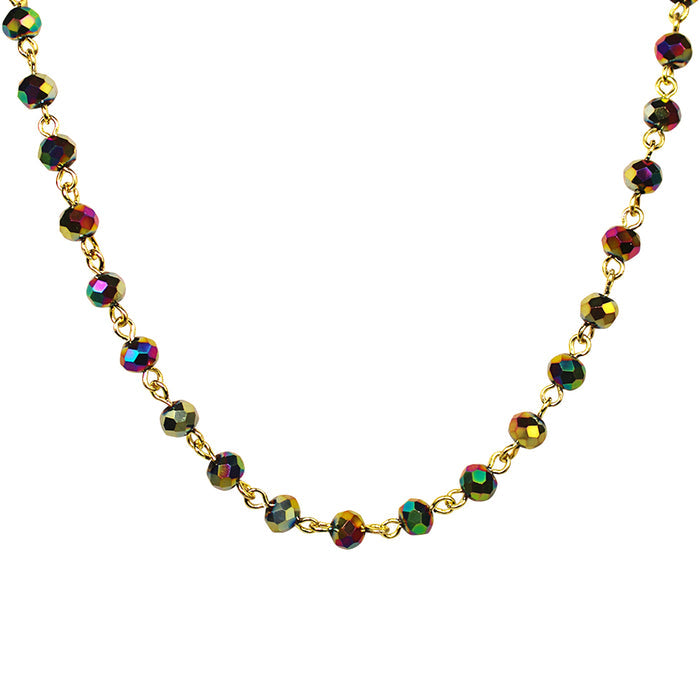 Cosmic Crystal 6mm Beaded Necklace (Goldtone/Cosmic Iridis)