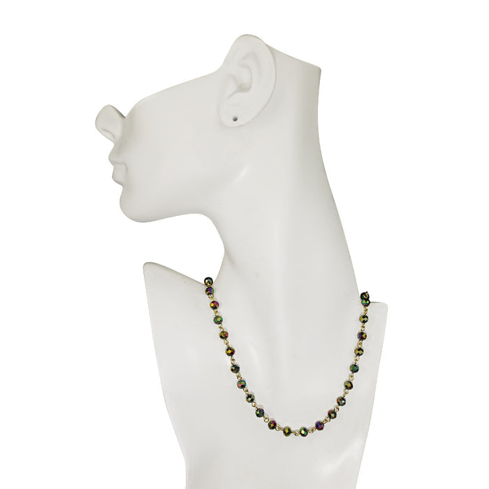 Cosmic Crystal 6mm Beaded Necklace (Goldtone/Cosmic Iridis)