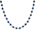 Cosmic Crystal 6mm Beaded Necklace (Silver Ox/Cosmic Blue)