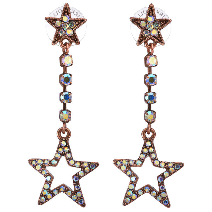 Cosmic Crystal Starlight Pierced Earrings (Copper Ox)