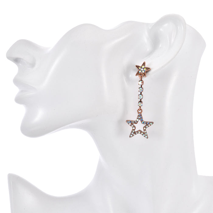 Cosmic Crystal Starlight Pierced Earrings (Copper Ox)