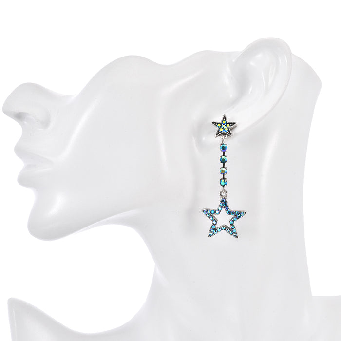 Cosmic Crystal Starlight Pierced Earrings (Silver Ox)