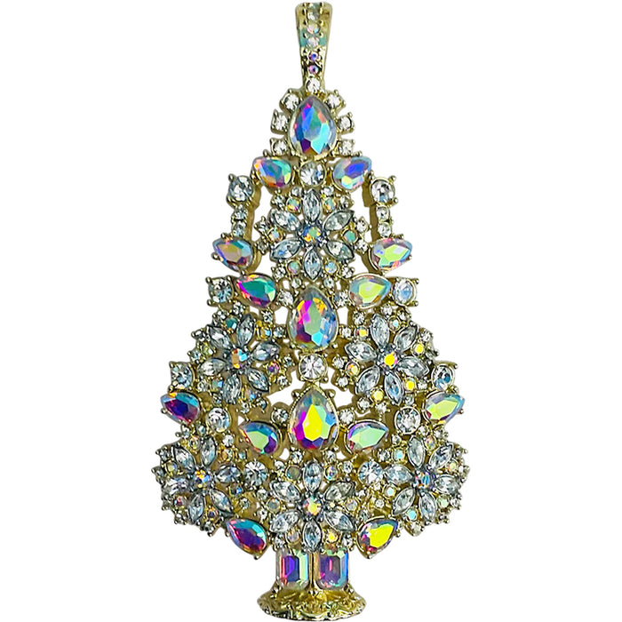 Couture Crystal Fairyland Tree Foldover Pendant (Goldtone/Crystal Aurora Borealis)