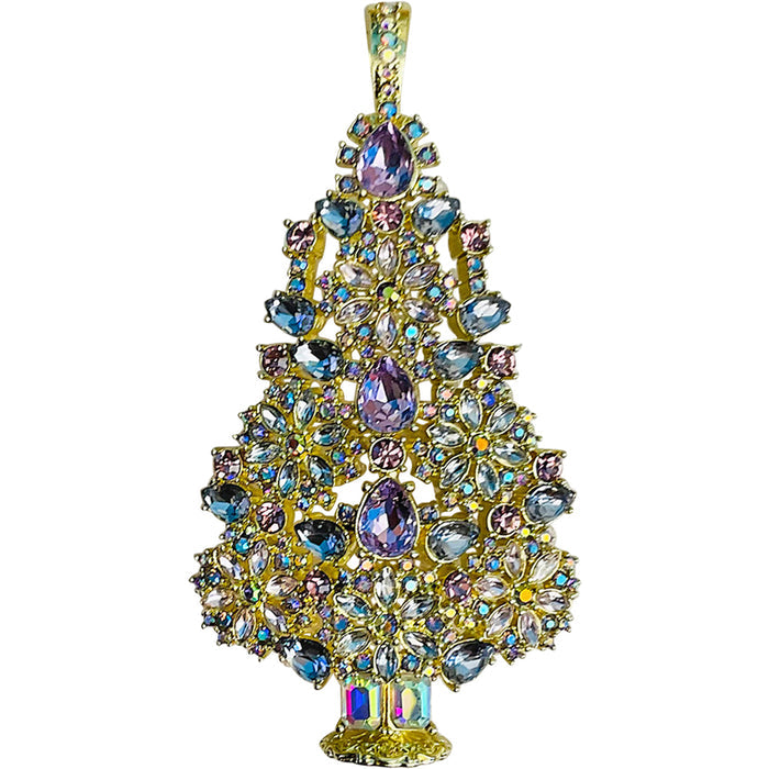 Couture Crystal Fairyland Tree Foldover Pendant (Goldtone/Purple)