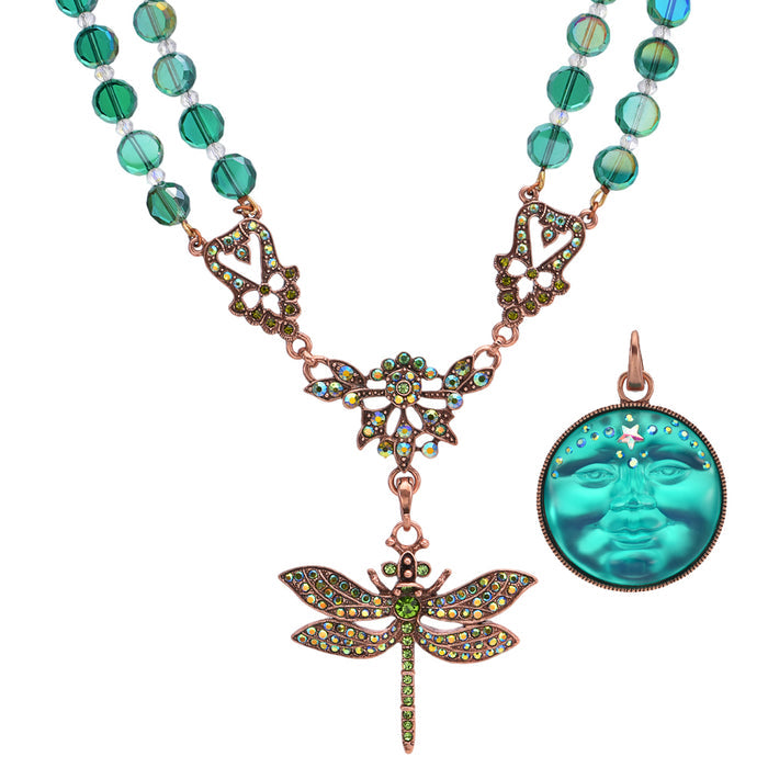 Couture Crystal Fantasia Dragonfly Necklace 3pc Set (Copper Ox/Azure)