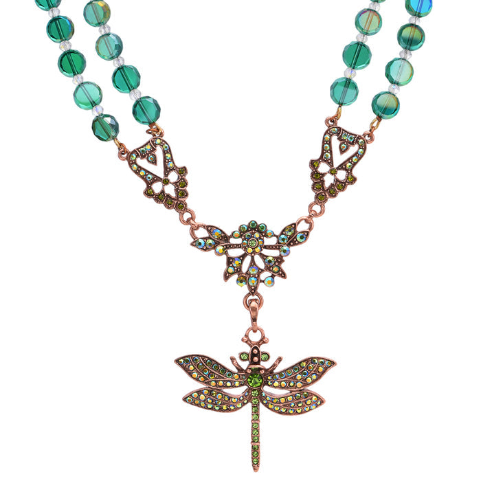 Couture Crystal Fantasia Dragonfly Necklace 3pc Set (Copper Ox/Azure)