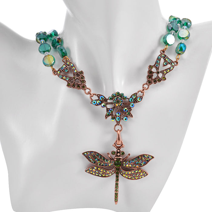 Couture Crystal Fantasia Dragonfly Necklace 3pc Set (Copper Ox/Azure)