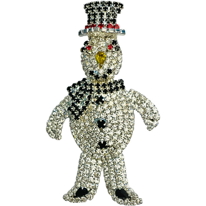 Couture Crystal Snowman Pin Pendant (Silvertone)