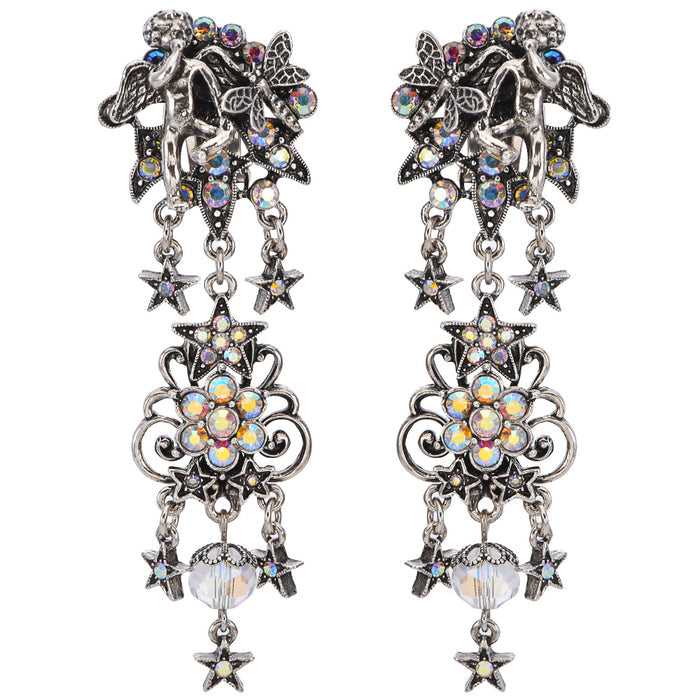 Couture Cupid Kiss Clip Earrings (Silver Ox)