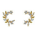 Crystal CZ Marquise Leaf Pierced Stud Earrings (Goldtone)