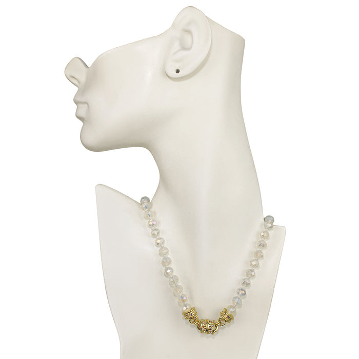 Crystal Goddess 8mm Beaded Interchangeable Magnetic Necklace (Goldtone/Cloud Opal)