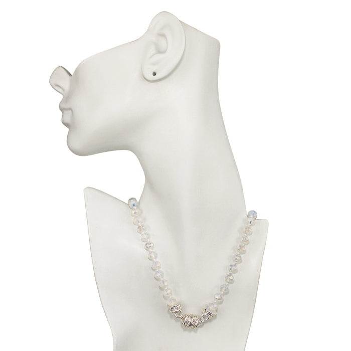 Crystal Goddess 8mm Beaded Interchangeable Magnetic Necklace (Sterling Silvertone/Cloud Opal)