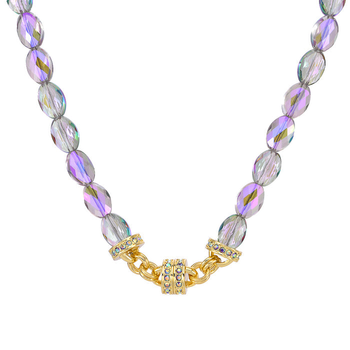 Crystal Light Magnetic Interchangeable Necklace (Goldtone/Violet)
