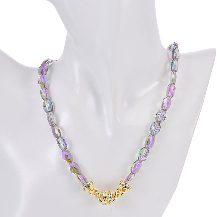 Crystal Light Magnetic Interchangeable Necklace (Goldtone/Violet)