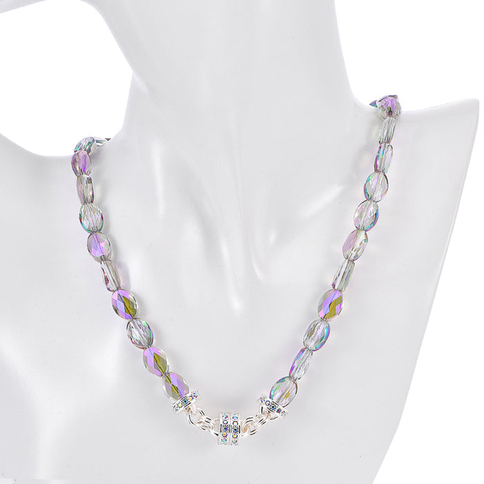Crystal Light Magnetic Interchangeable Necklace (Sterling Silvertone/Violet)