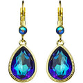 Crystal Mystic Teardrop Leverback Earrings (Goldtone/Blue Sphinx)