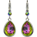 Crystal Mystic Teardrop Leverback Earrings (Sterling Silvertone/Iridis Pink)