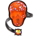 Crystal Skull Adjustable Ring (Hematite/Orange)