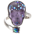 Crystal Skull Adjustable Ring (Silver Ox/Twilight Purple)